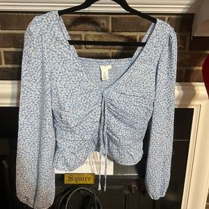 Blue Floral Crop Top